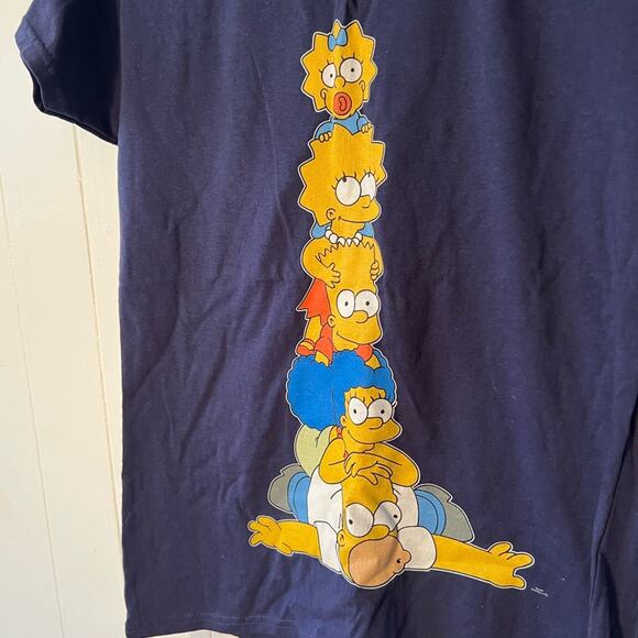 Disney Simpsons skimmer graphic tee short sleeve navy blue homer Bart Lisa sz M - Picture 4 of 7